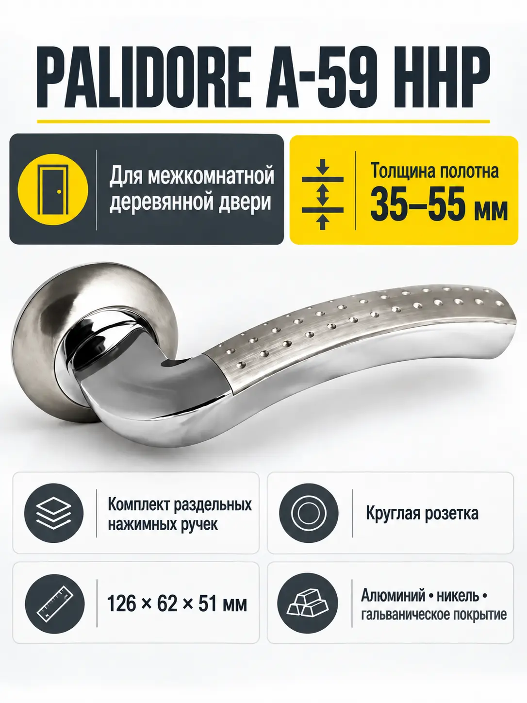 Ручка PALIDORE A-59 HHP (150 квадрат) ник.с перф.