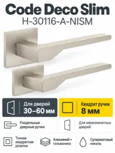Ручки дверные Code Deco Slim H-30116-A-NISM