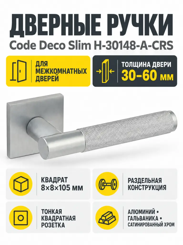Ручки дверные Code Deco Slim H-30148-A-CRS