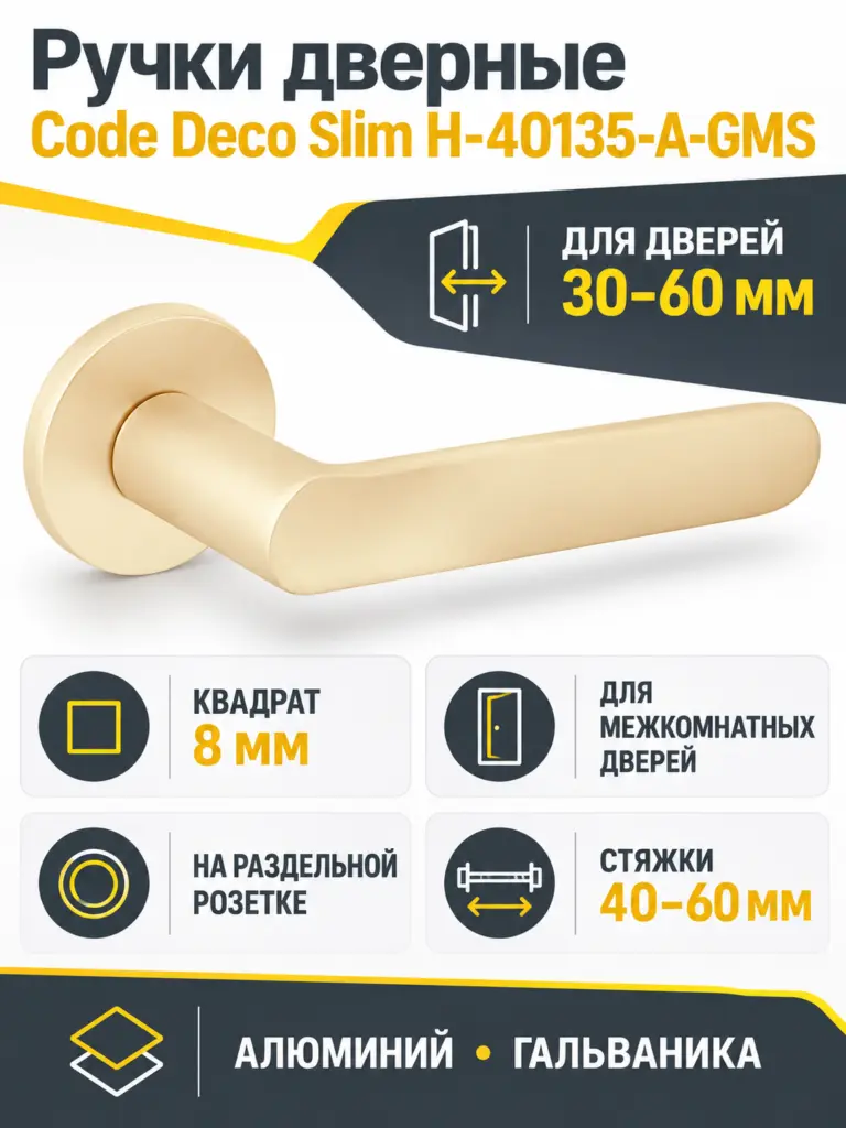 Ручки дверные Code Deco Slim H-40135-A-GMS