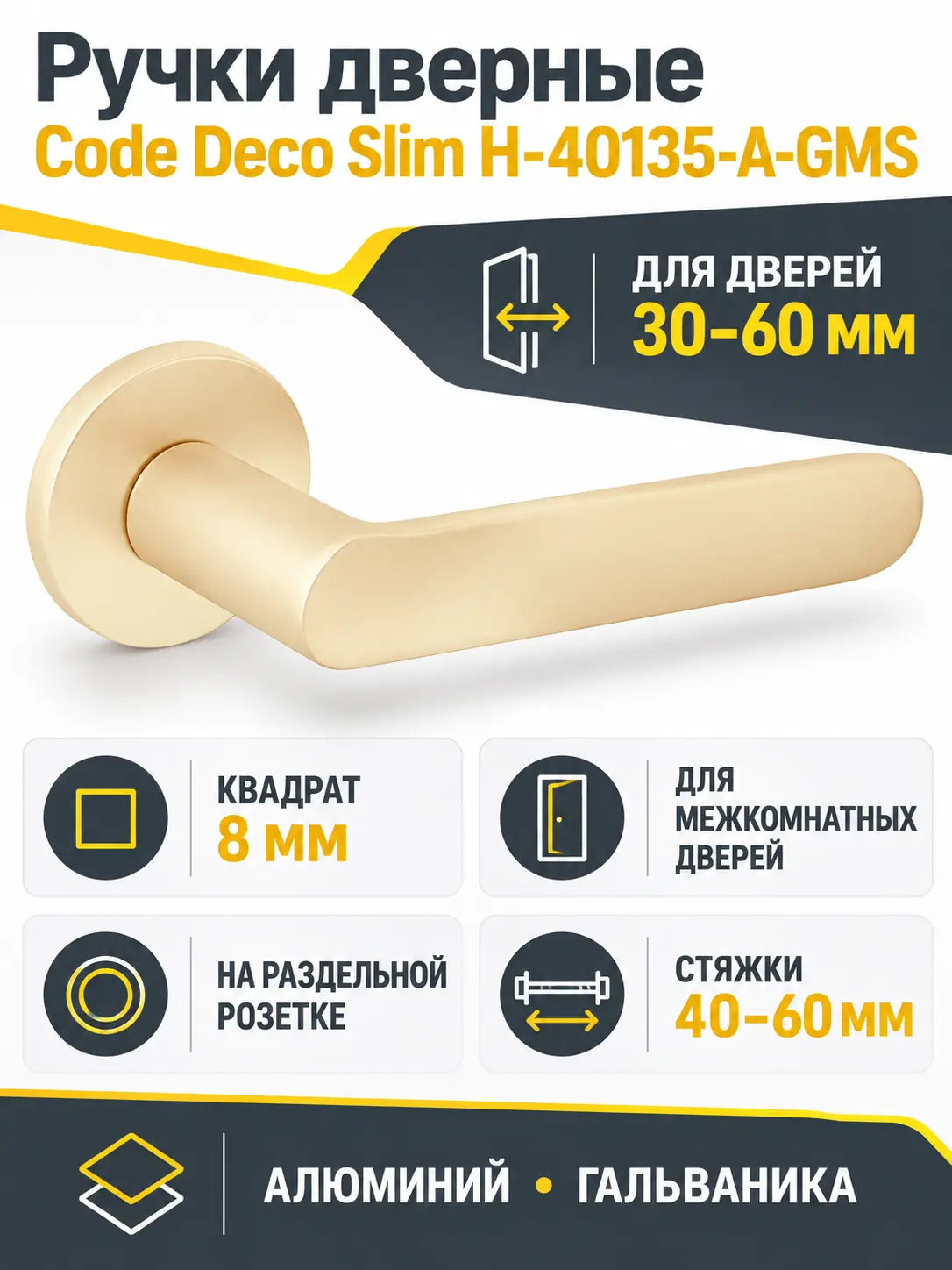 Ручки дверные Code Deco Slim H-40135-A-GMS