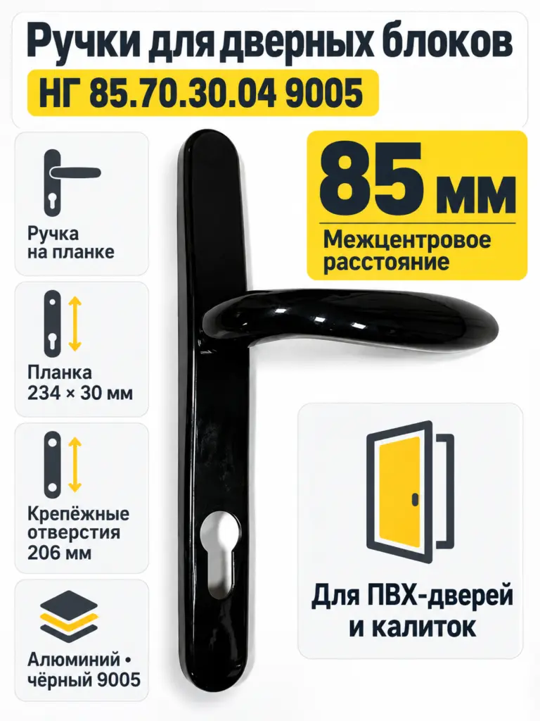 Ручки для дверных блоков НГ 85.70.30.04 9005 (чёрный)