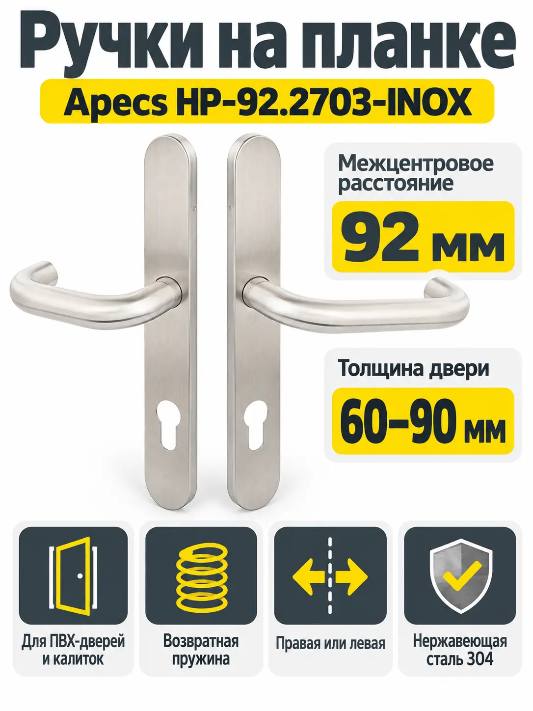 Ручки на планке Apecs HP-92.2703-INOX
