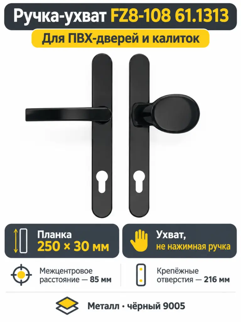 Ручка на планке FZ8-108 61.1313 ухват (9005) черн