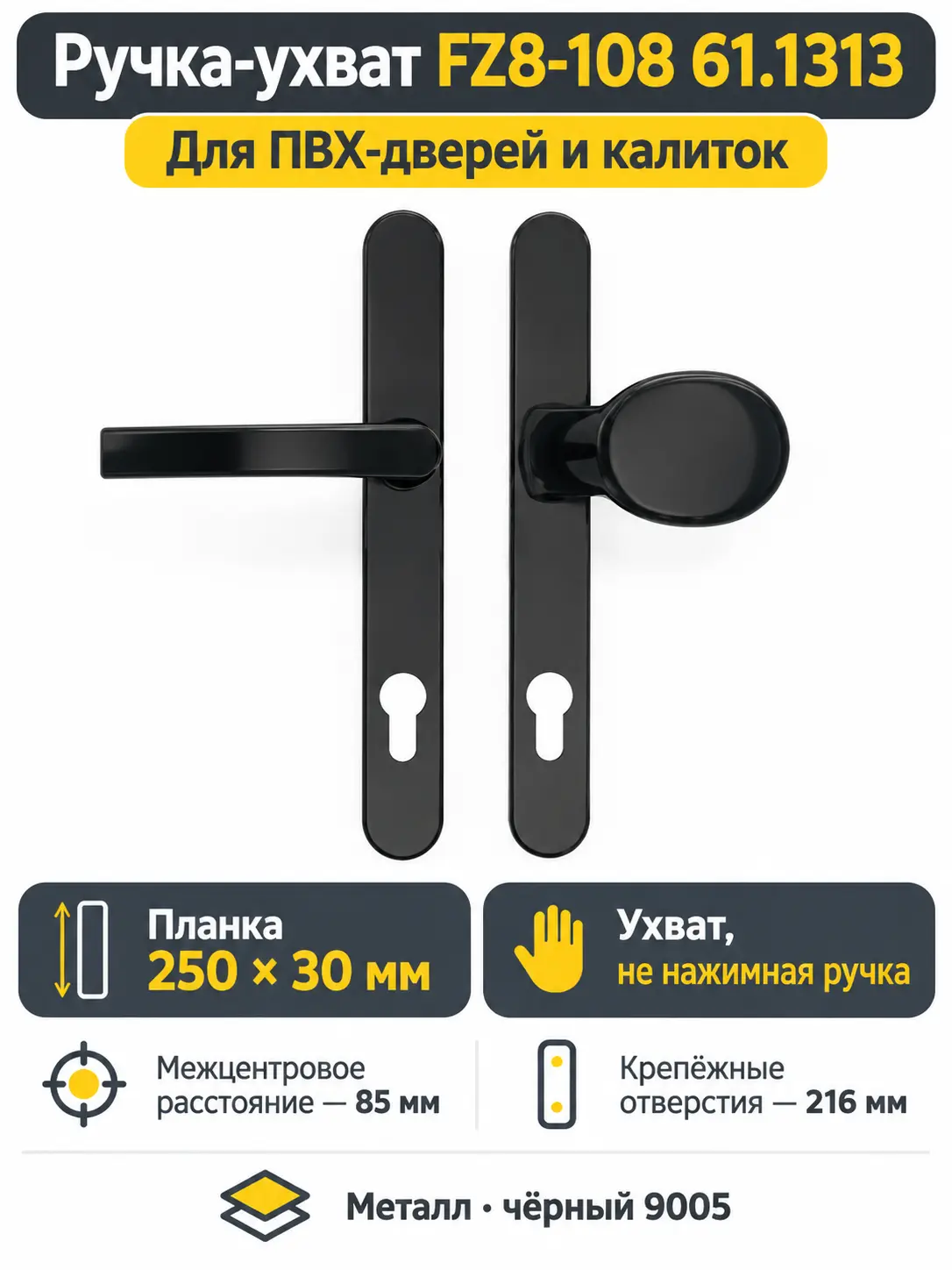 Ручка на планке FZ8-108 61.1313 ухват (9005) черн