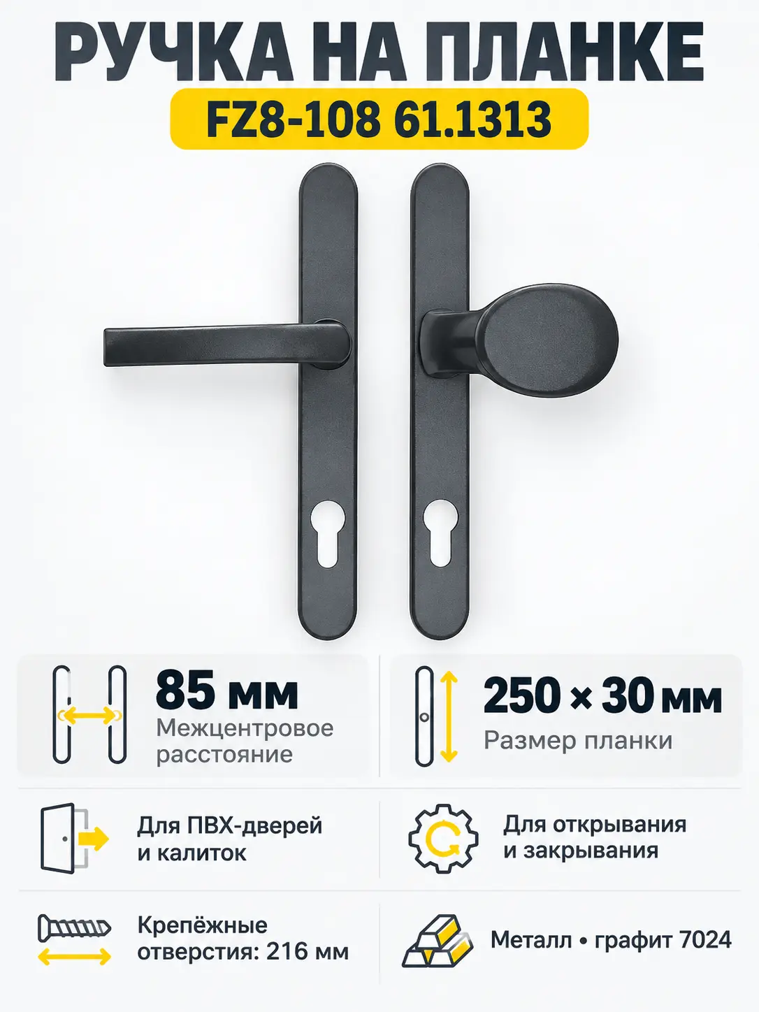 Ручка на планке FZ8-108 61.1313 ухват (7024) граф
