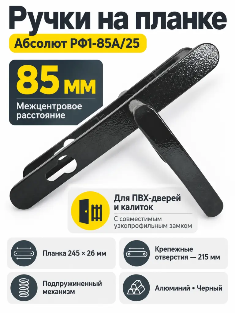 Ручки на планке Абсолют РФ1-85А 25 (черный)