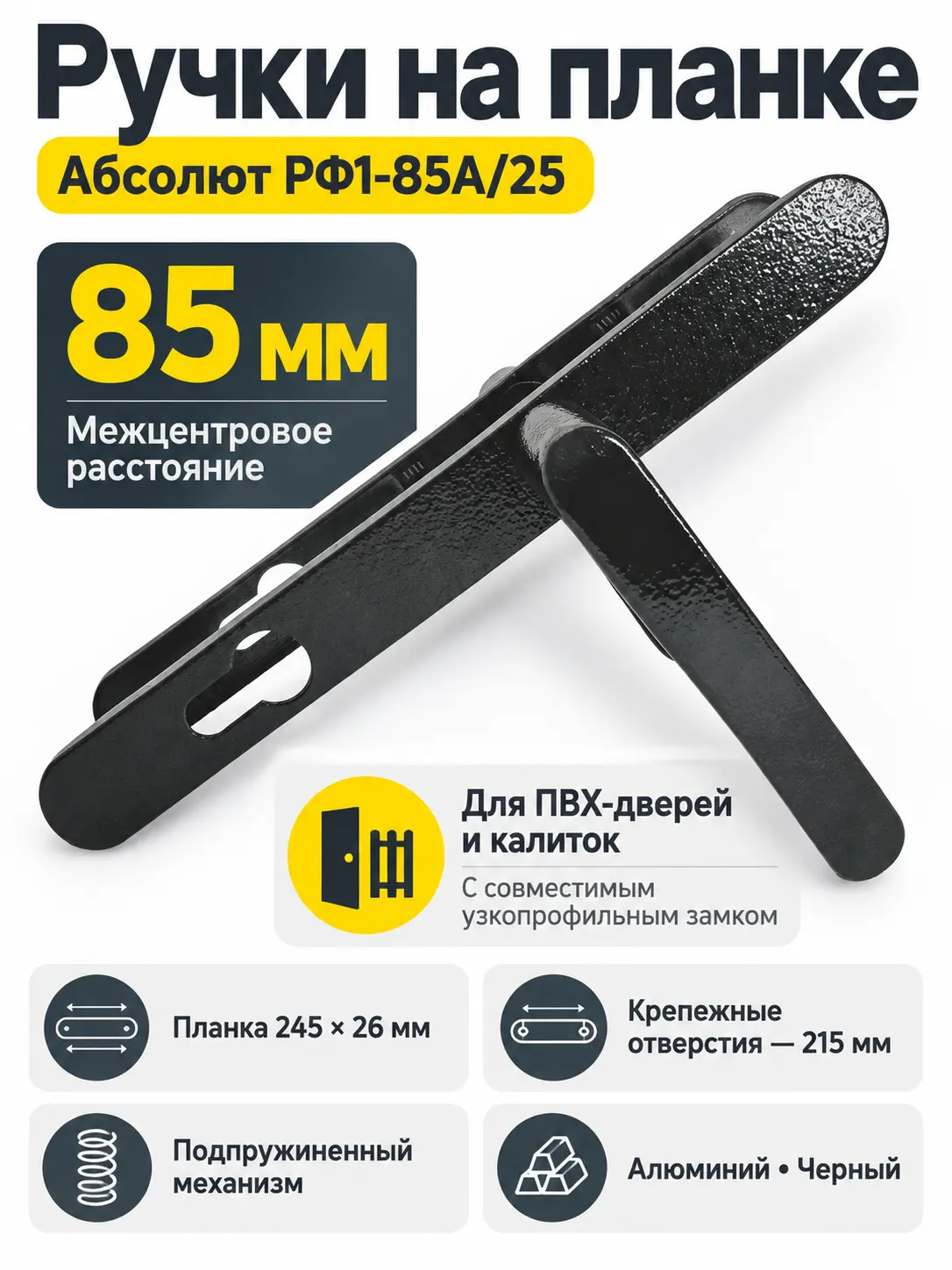 Ручки на планке Абсолют РФ1-85А 25 (черный)