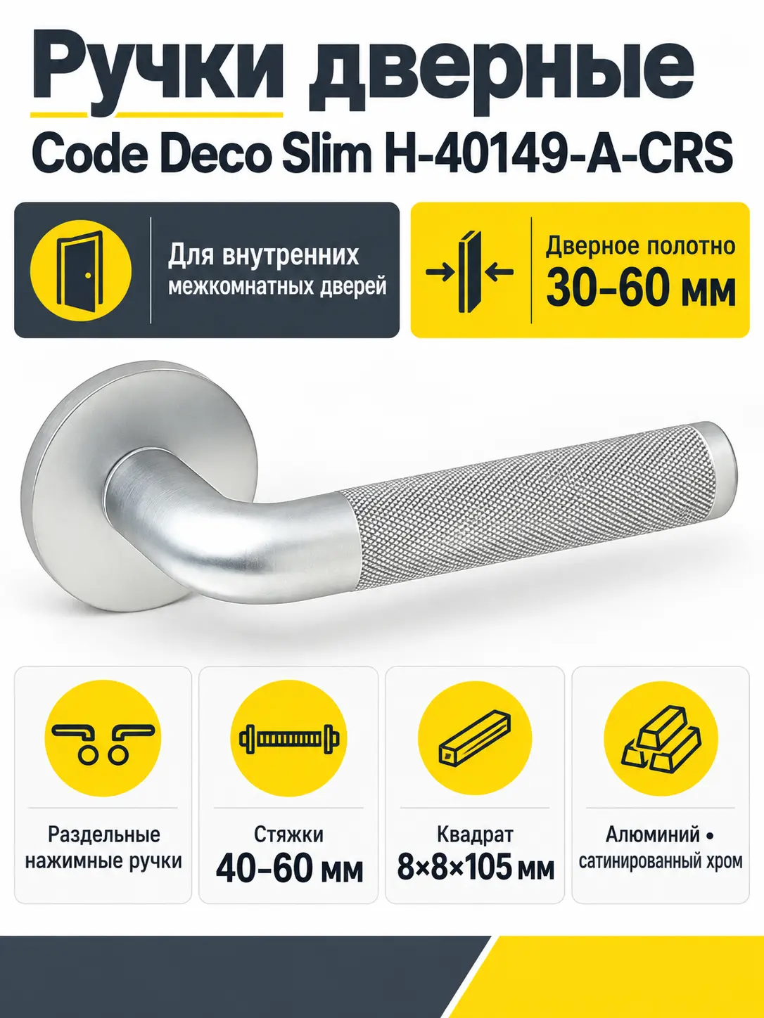 Ручки дверные Code Deco Slim H-40149-A-CRS