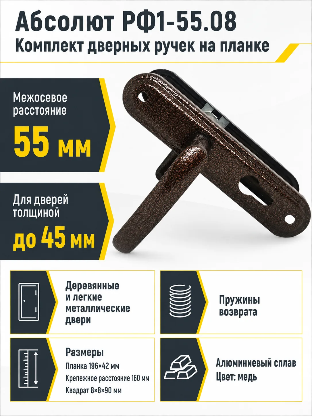Ручки на планке Абсолют РФ1-55.08 (Медь)