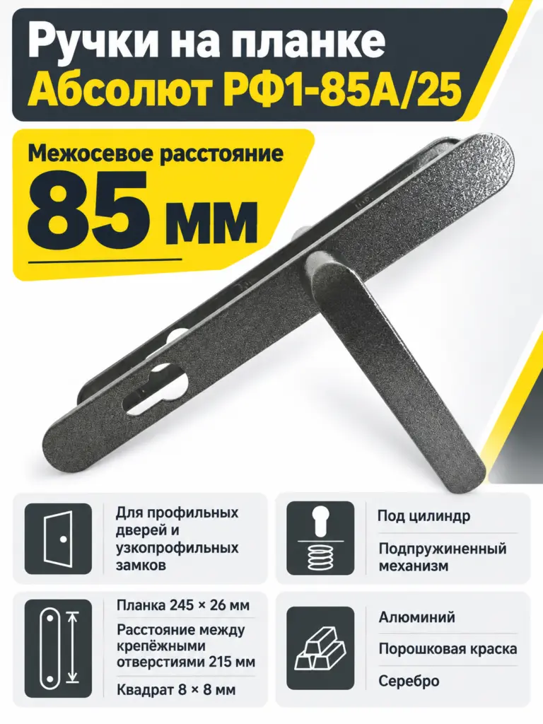 Ручки на планке Абсолют РФ1-85А 25 (серебро)