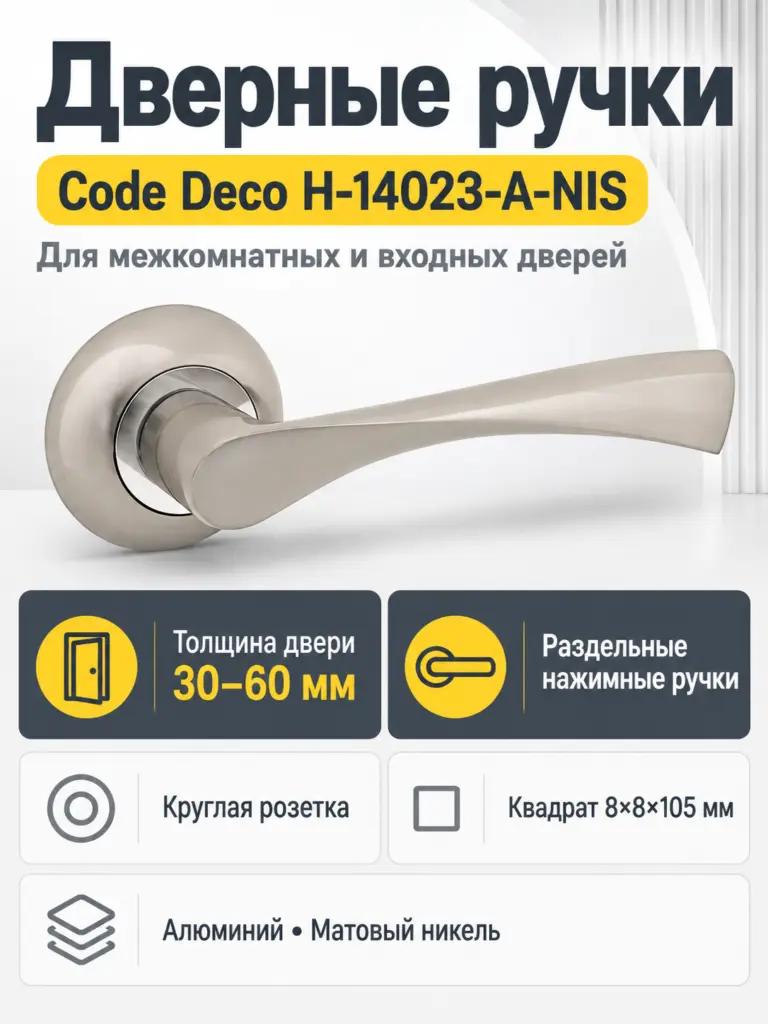 Ручки дверные Code Deco H-14023-A-NIS