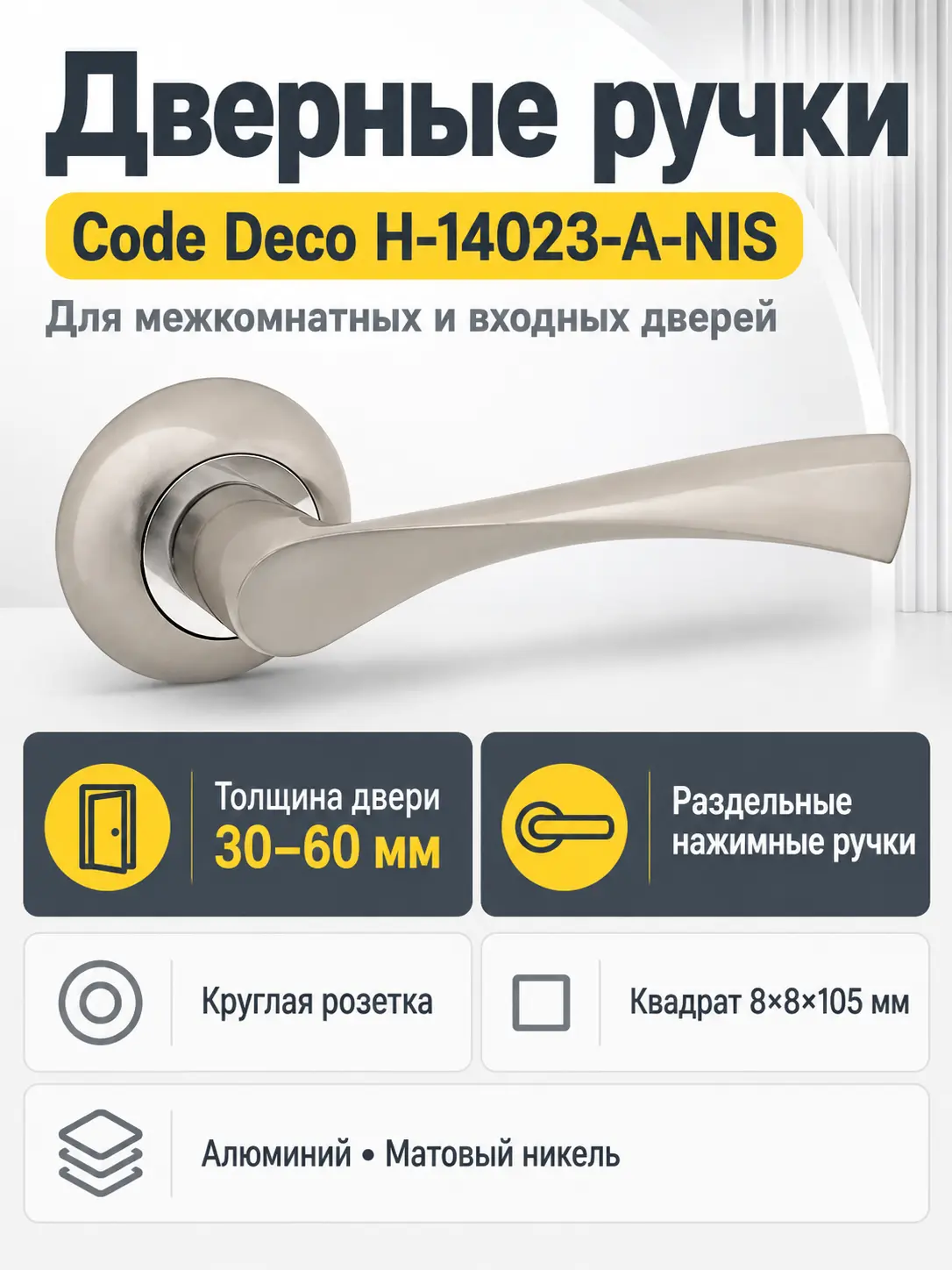 Ручки дверные Code Deco H-14023-A-NIS