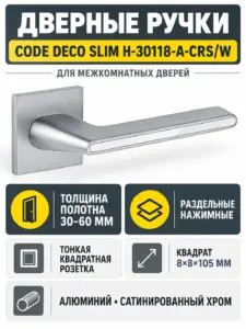 Ручки дверные Code Deco Slim H-30118-A-CRS W