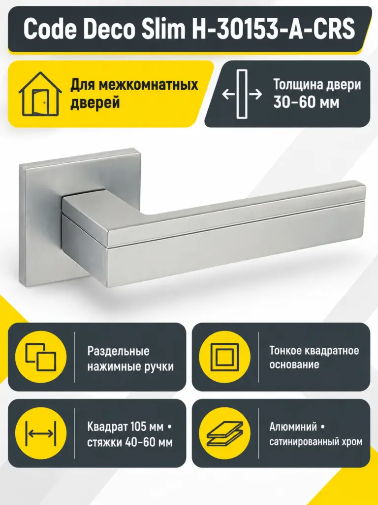 Ручки дверные Code Deco Slim H-30153-A-CRS