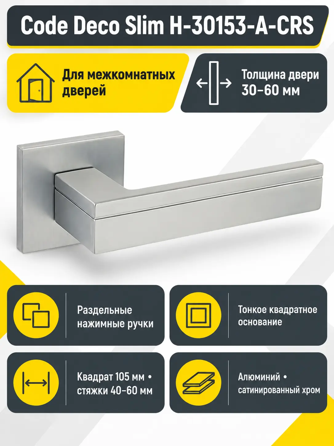 Ручки дверные Code Deco Slim H-30153-A-CRS