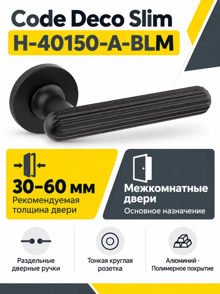 Ручки дверные Code Deco Slim H-40150-A-BLM