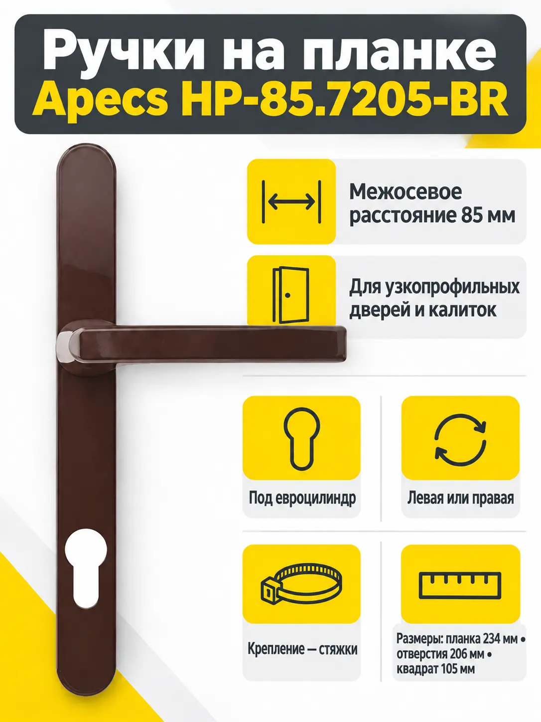 Ручки на планке Apecs HP-85.7205-BR