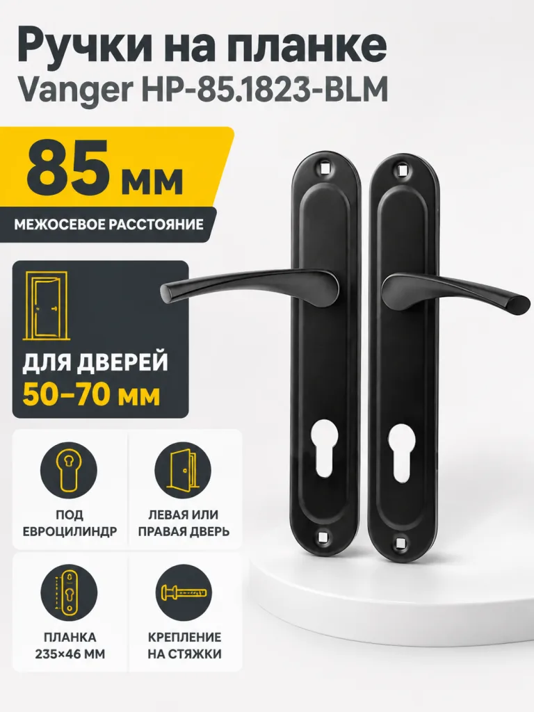 Ручки на планке Vanger HP-85.1823-BLM