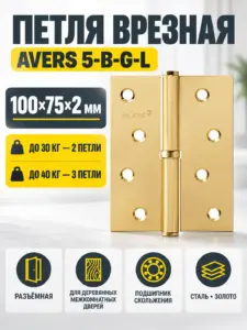 Петля врезная Avers 100*75*2 5-B-G-L