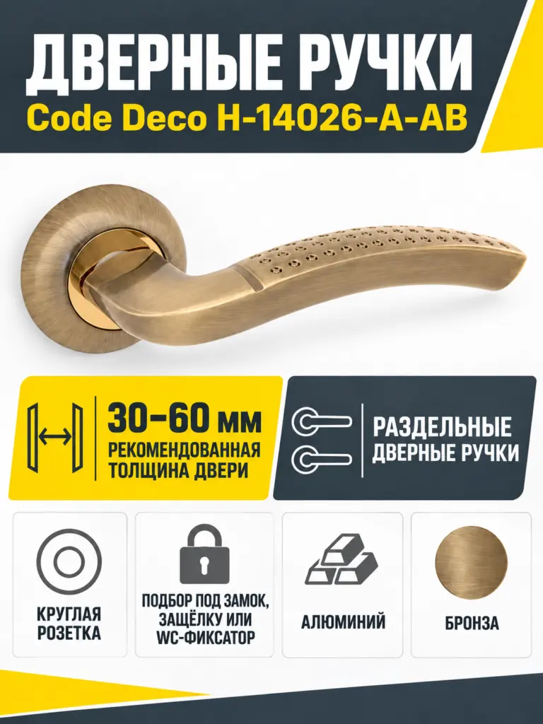 Ручки дверные Code Deco H-14026-A-AB