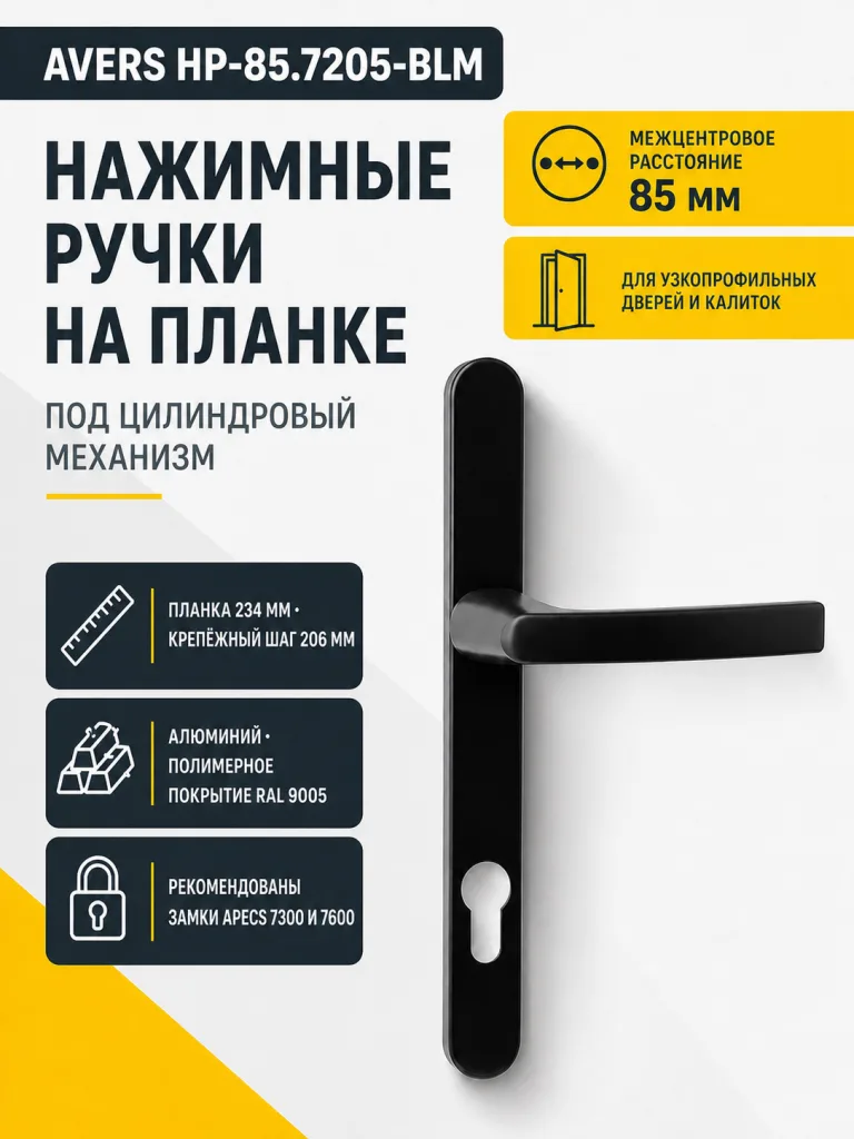 Ручки на планке Avers HP-85.7205-BLM
