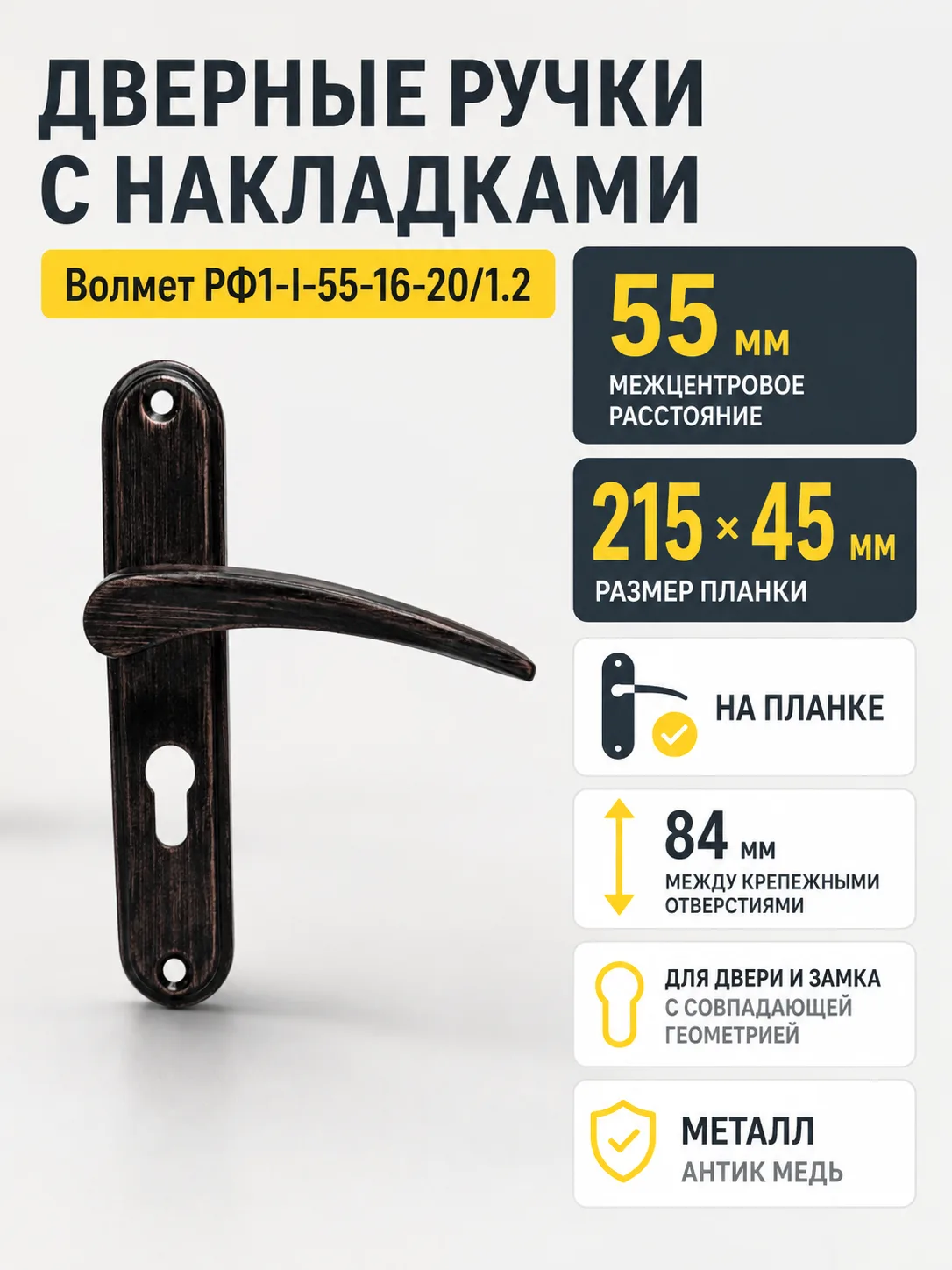 Ручки с накладками РФ1-I-55-16-20 1.2 антик медь