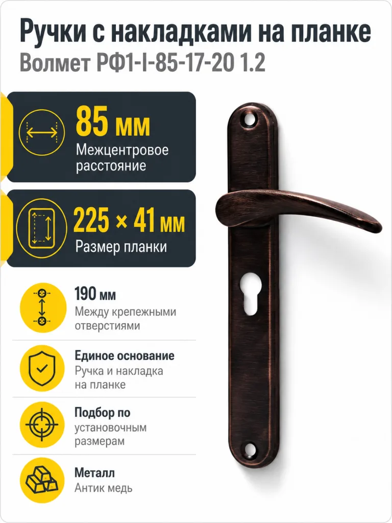 Ручки с накладками РФ1-I-85-17-20 1.2 антик медь