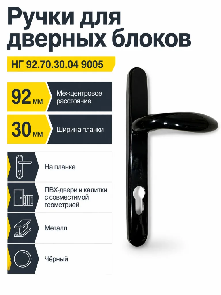 Ручки для дверных блоков НГ 92.70.30.04 9005 (чёрный)