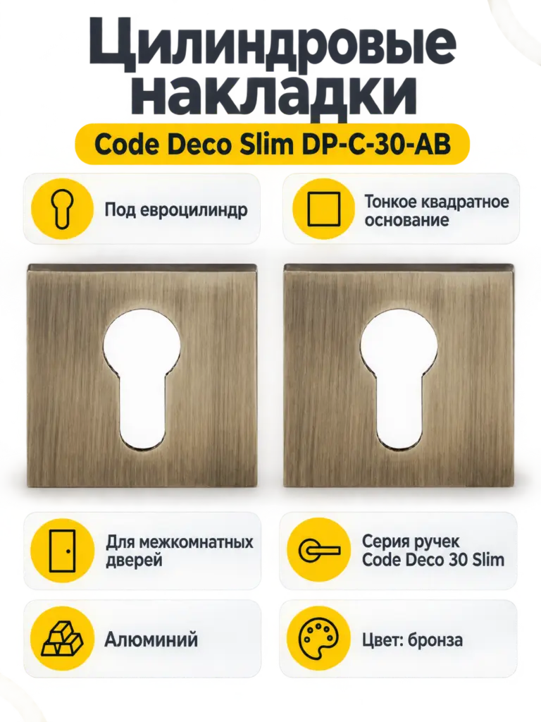 Накладки цилиндровые Code Deco Slim DP-C-30-AB