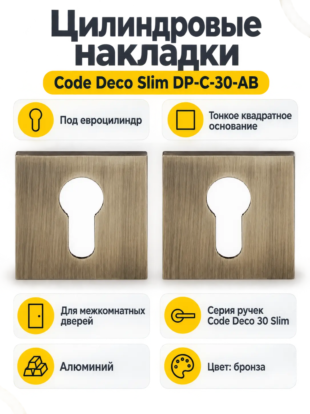 Накладки цилиндровые Code Deco Slim DP-C-30-AB