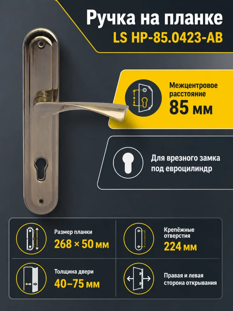 Ручка на планке LS НР-85.0423-AB