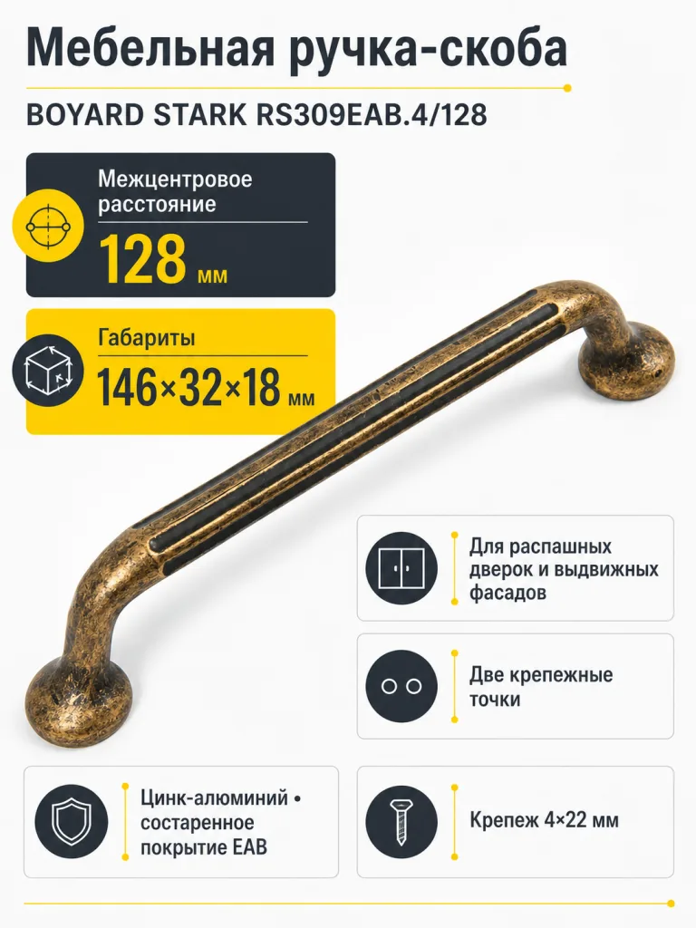 Мебельная ручка СТАРК RS309EAB.4/128