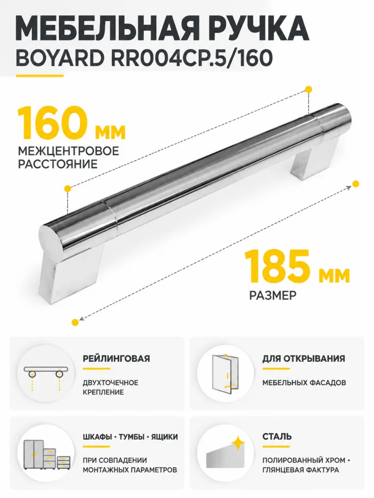 Мебельная ручка RR004CP.5/160