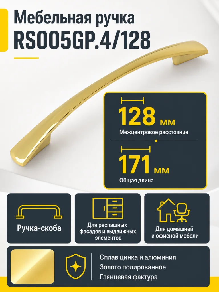 Мебельная ручка RS005GP.4/128