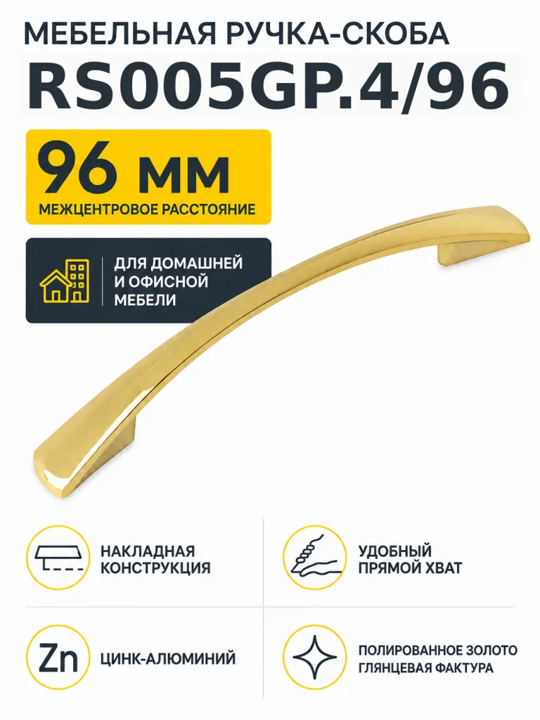 Мебельная ручка RS005GP.4/96