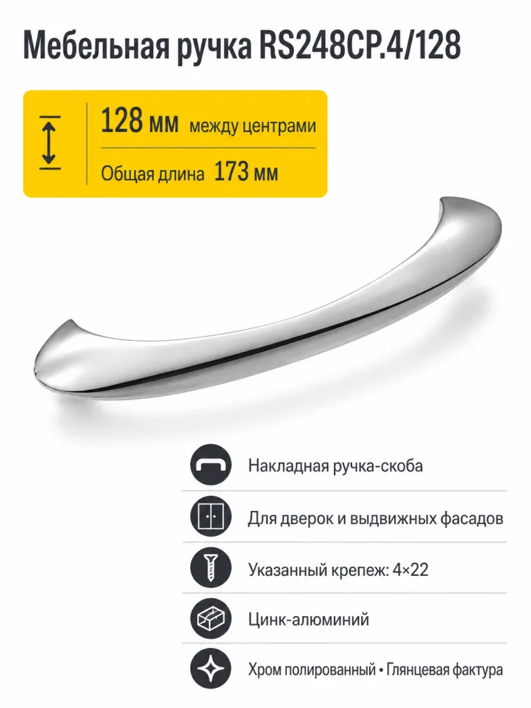 Мебельная ручка RS248CP.4/128