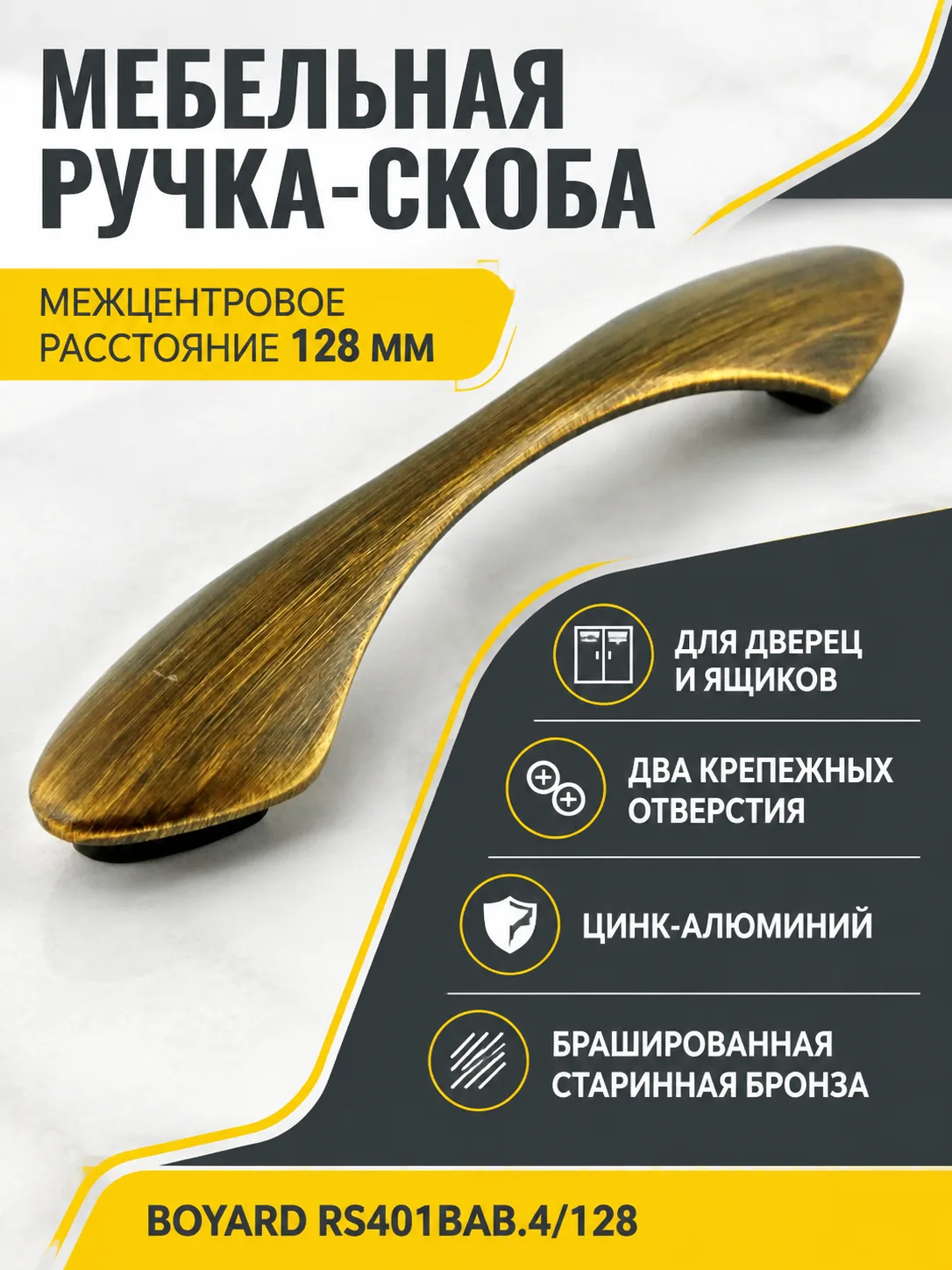 Мебельная ручка RS401BAB.4/128