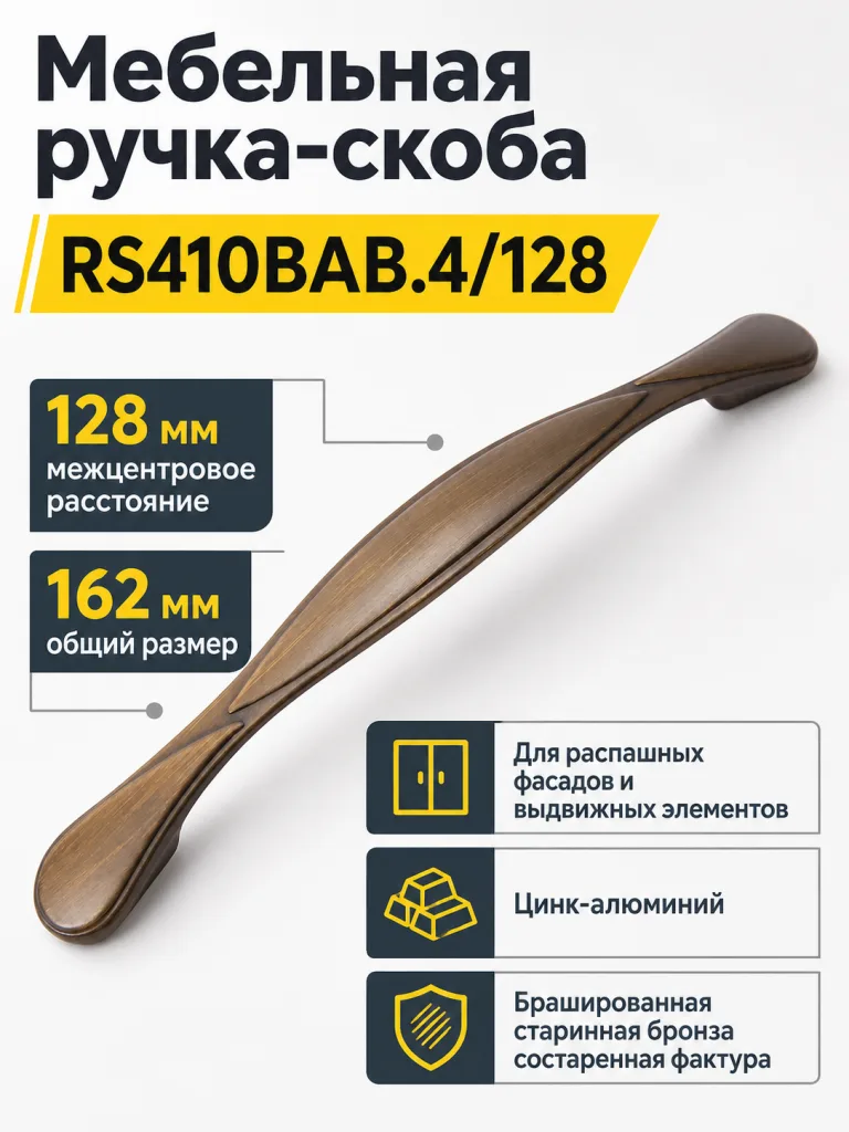 Мебельная ручка RS410BAB.4/128