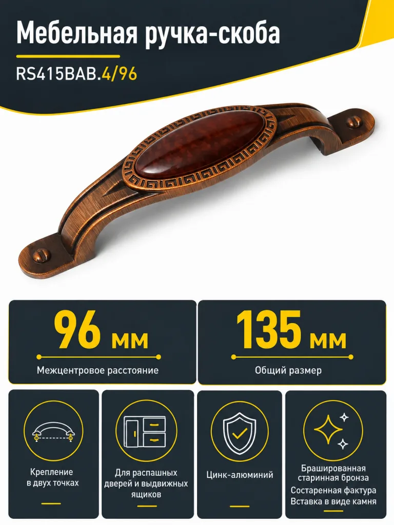 Мебельная ручка RS415BAB.4/96