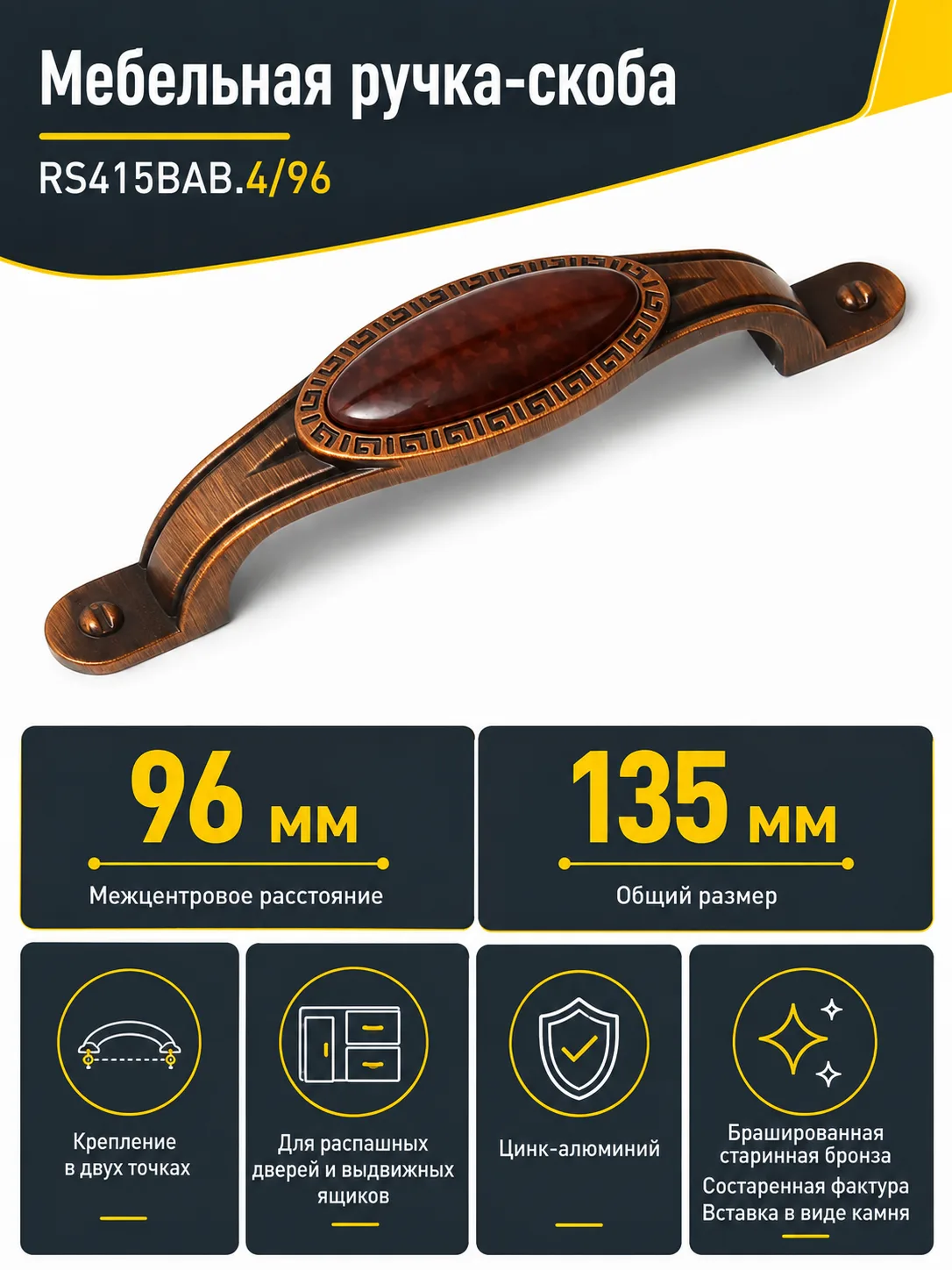 Мебельная ручка RS415BAB.4/96