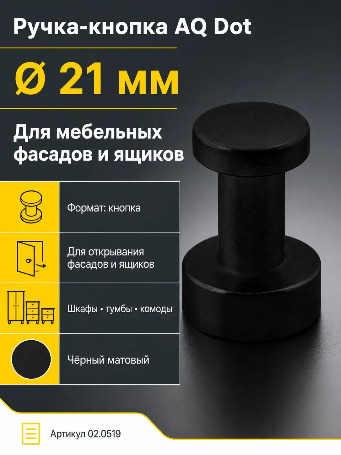 Ручка-кнопка AQ Dot черный матовый