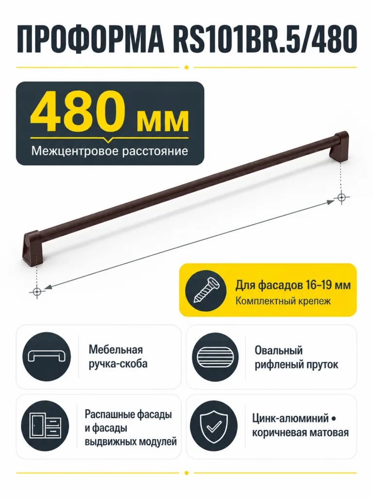 Мебельная ручка ПРОФОРМА RS101BR.5/480