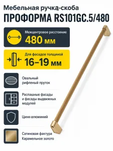 Мебельная ручка ПРОФОРМА RS101GC.5/480