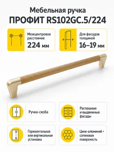 Мебельная ручка ПРОФИТ RS102GC.5/224