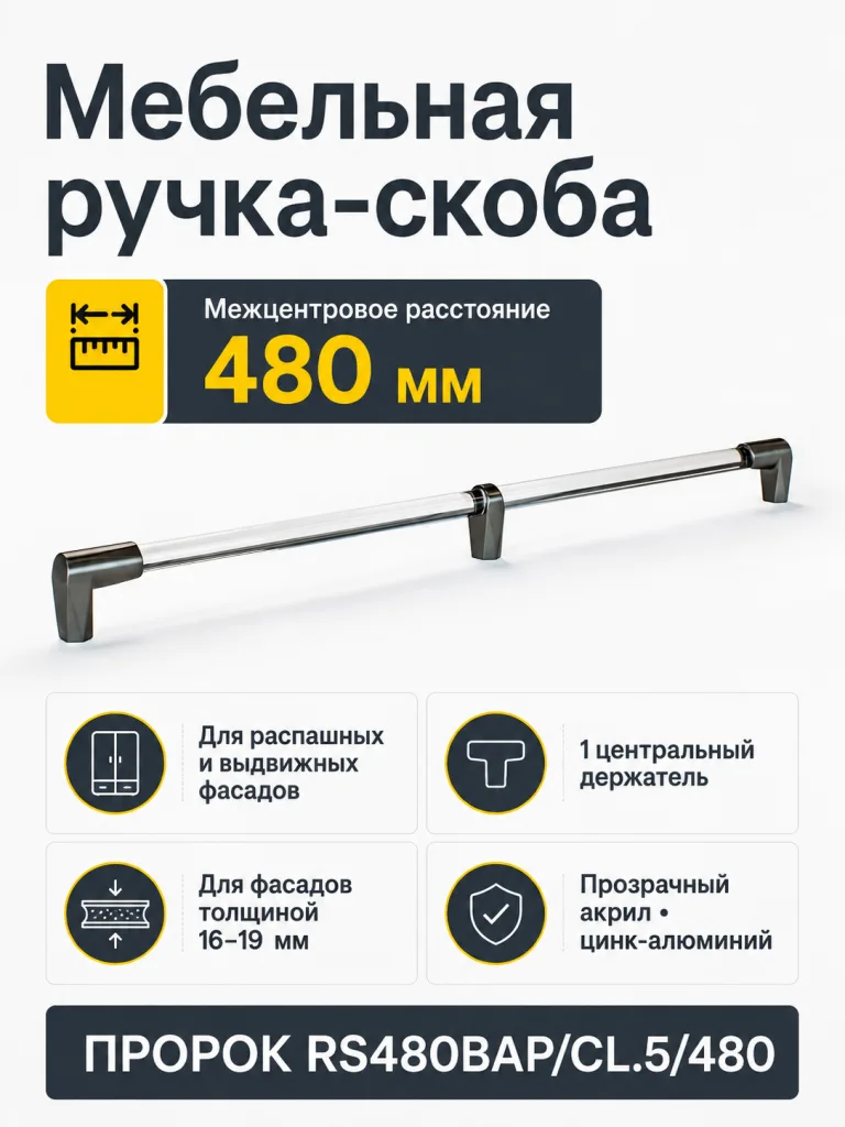Мебельная ручка ПРОРОК RS480BAP/CL.5/480