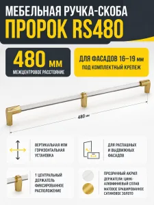 Мебельная ручка ПРОРОК RS480MBSG/CL.5/480