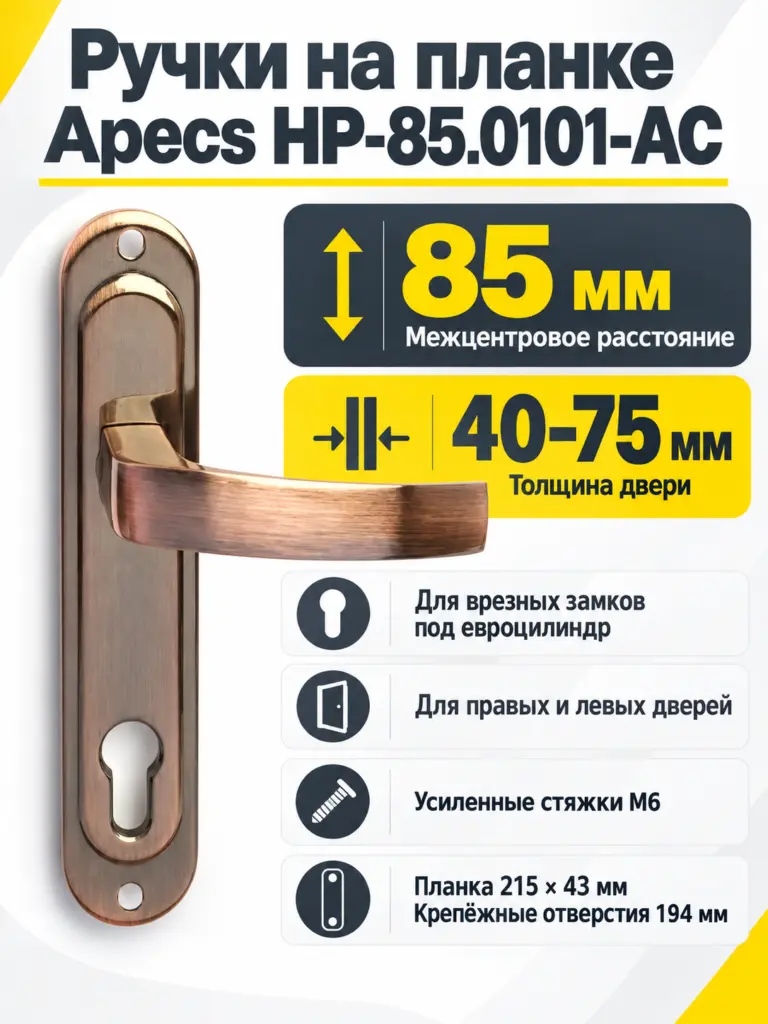 Ручки на планке Apecs НР-85.0101-АС