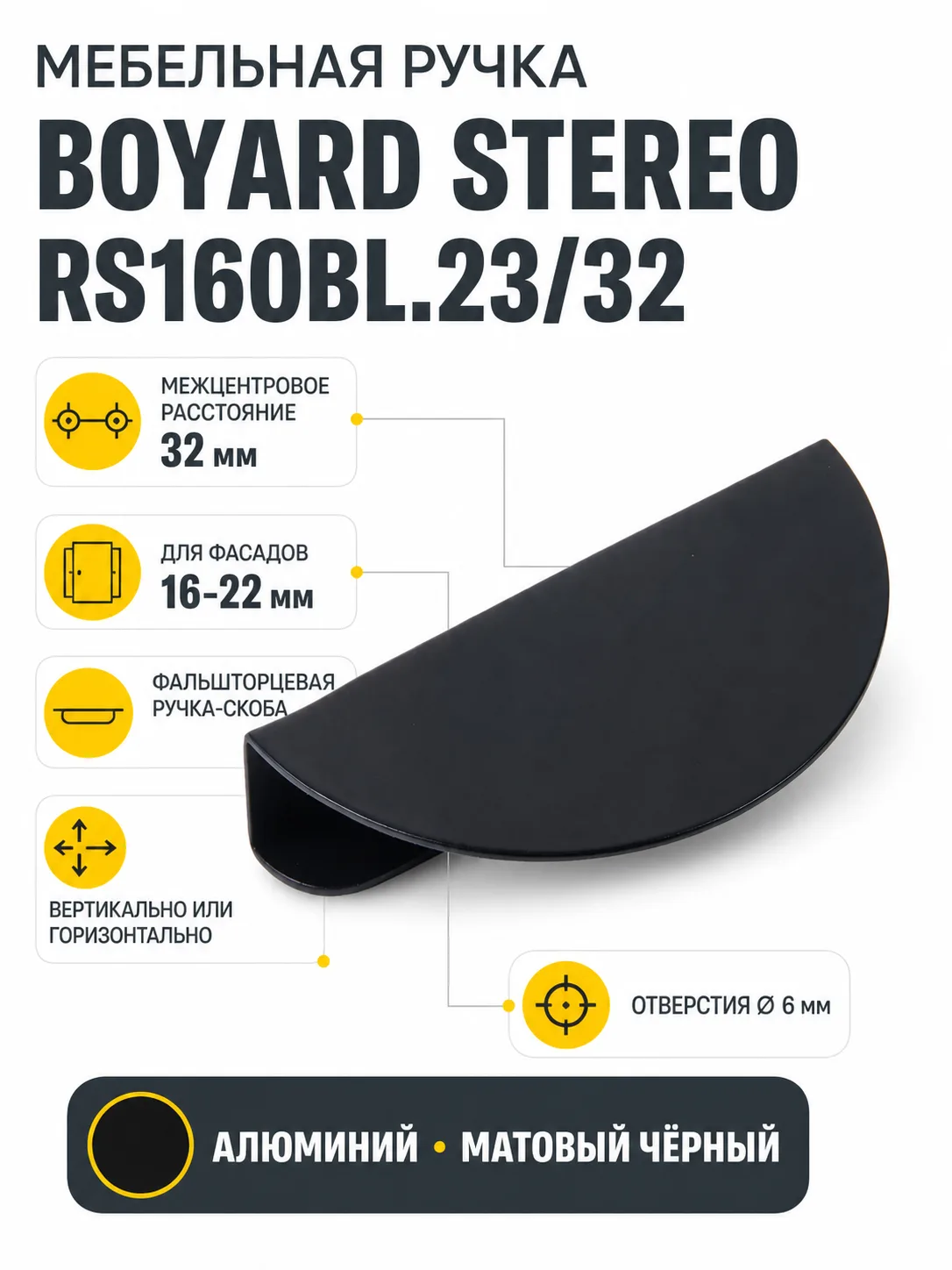Мебельная ручка STEREO RS160BL.23/32