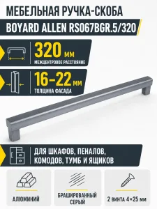 Мебельная ручка ALLEN RS067BGR.5/320